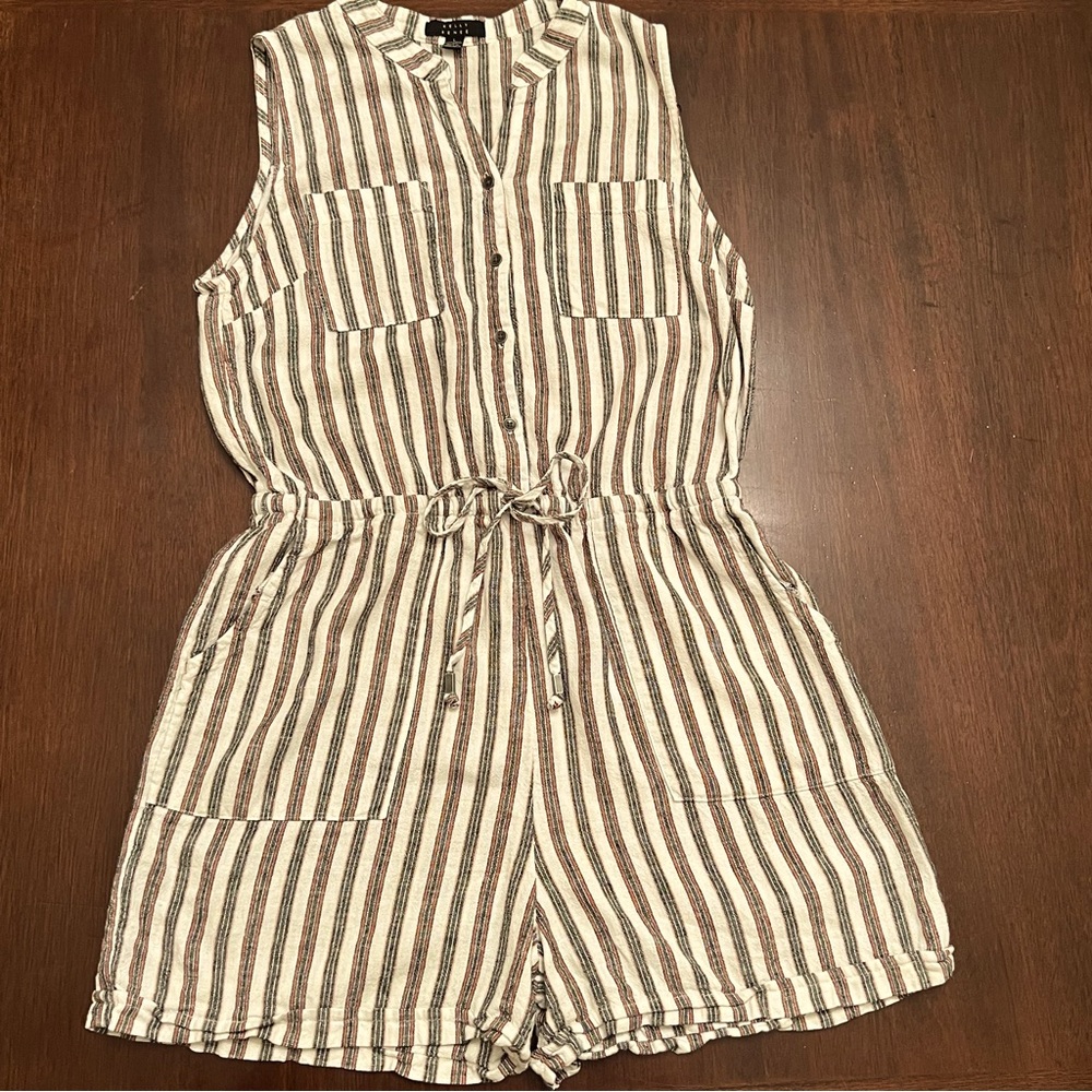 Kelly Renee Linen-Blend Striped Sleeveless Romper - Picture 6 of 9